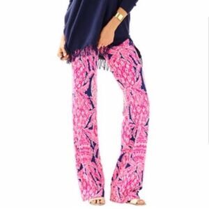 Lilly Pulitzer Georgia May Palazzo Pants Pink Coco Safari Print